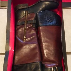Vince camuto boots black and brown.